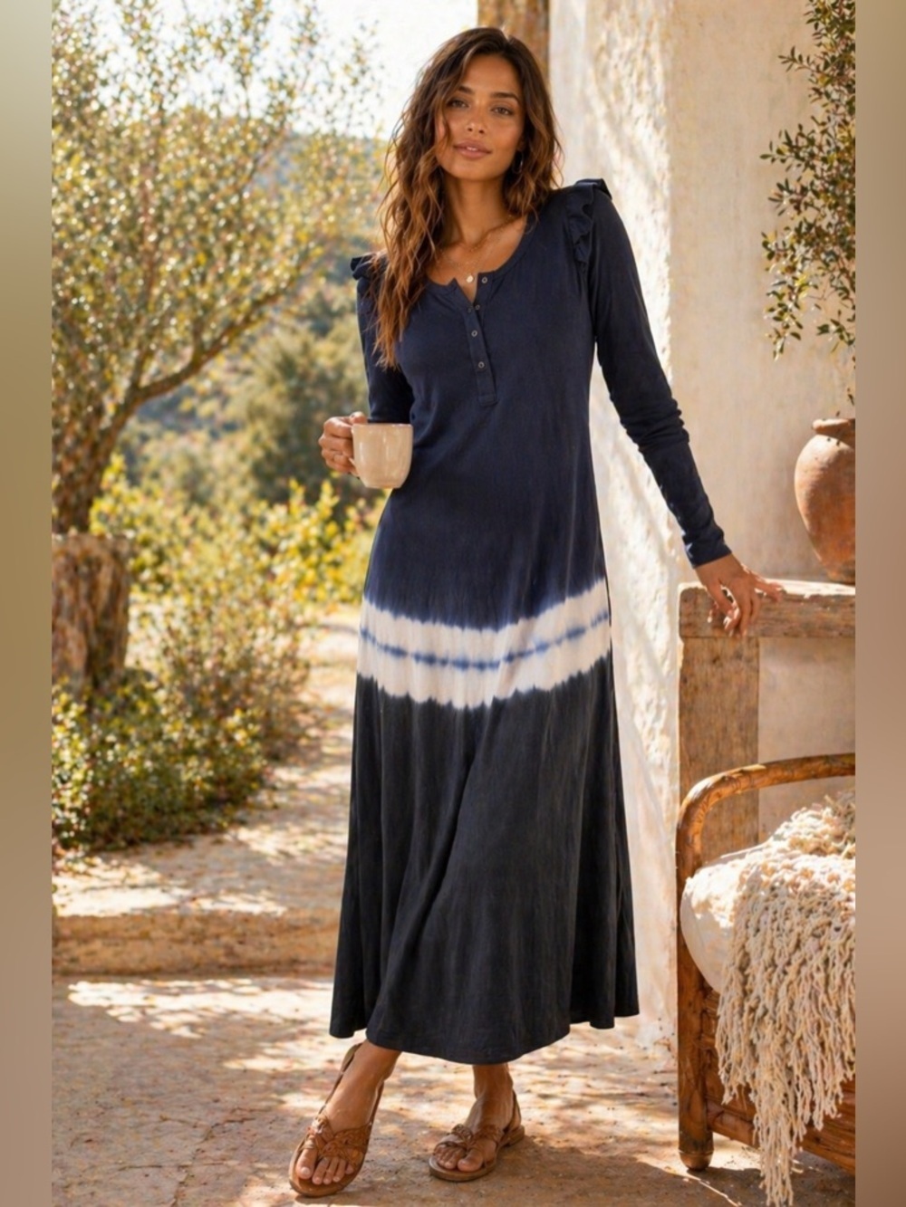 Z Supply NWT black iris tie dye ruffle maxi dress